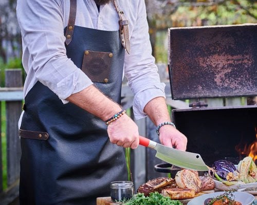 F Dick Black Leather Apron (100% Nappa Leather - Handmade in Germany)