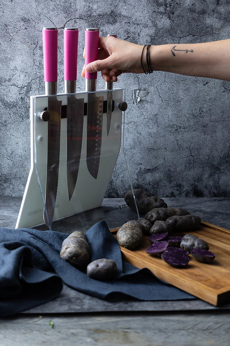 Pink Spirit Knife Block with 4 Knives