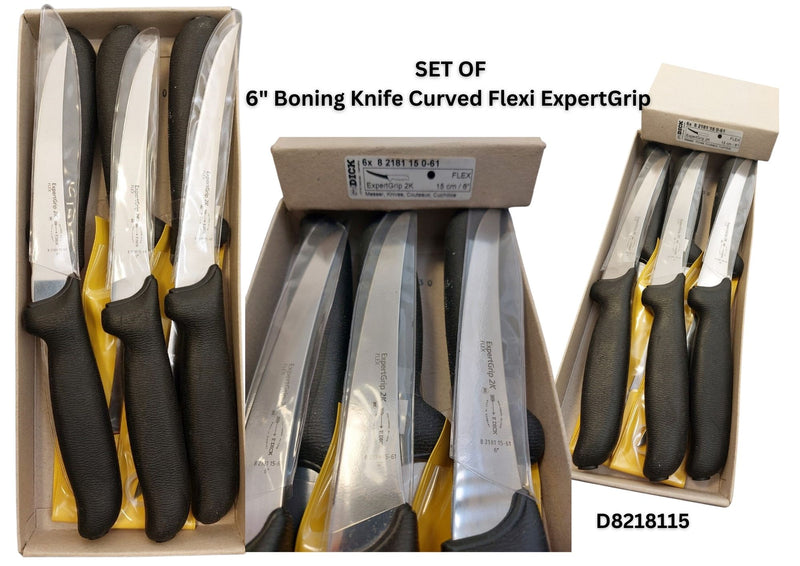 Set of 6 - BLACK ONLY 6" DICK Boning Knife Curved Flexi ExpertGrip