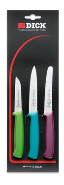 F Dick Kitchen Knife Set (3 Piece) Purple/Turquoise/Apple Green