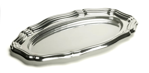 Sabert Silver Oval Platters rPET Disposable/Reusable plastic 70x30cm (PACK OF 50)