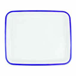 Dalebrook Melamine 1/2 Gastro Enamelware Tray 325x265x30mm (White with Blue Trim)