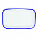 Dalebrook Melamine 1/4 Gastro Enamelware Tray 265x162x80mm (White with Blue Trim)