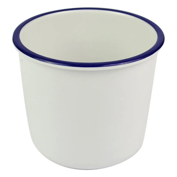 Dalebrook Melamine Enamelware Chip Pot 100x85mm 400ml (White with Blue Trim)