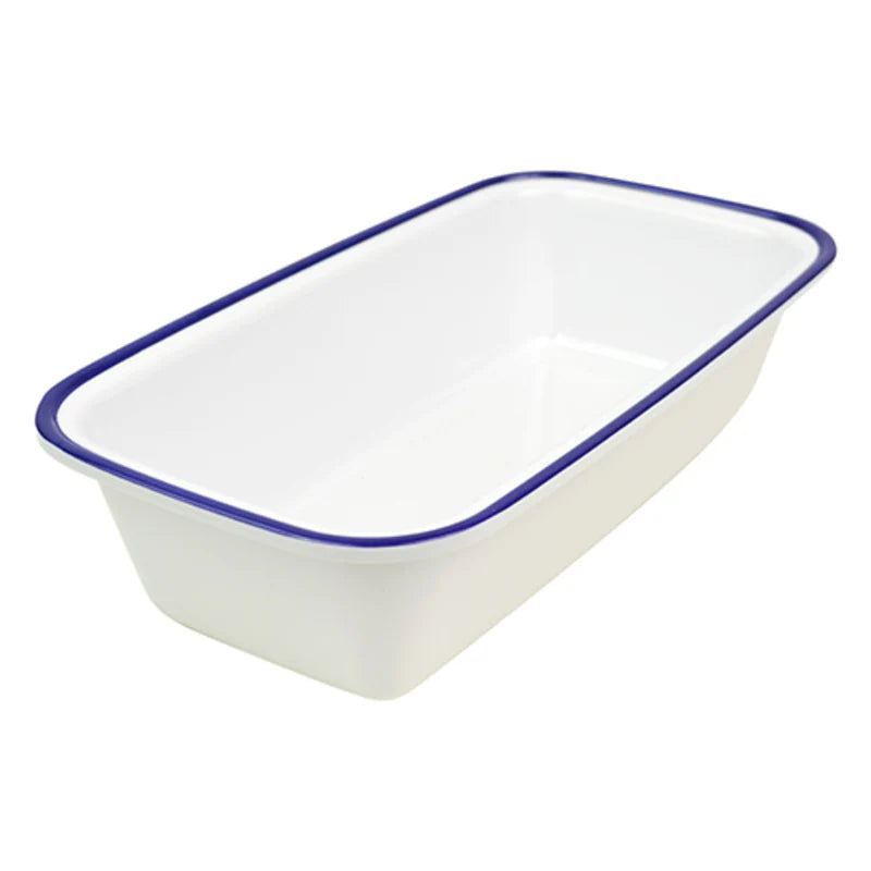 Dalebrook Melamine 1/3 Gastro Enamelware Tray 176x325x80mm (White with Blue Trim)