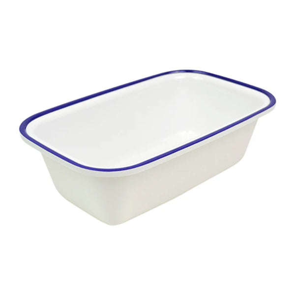 Dalebrook Melamine 1/4 Gastro Enamelware Tray 265x162x80mm (White with Blue Trim)