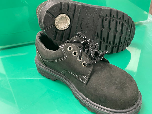 Black Laced Safety Shoes. Steel Cap, non-slip.