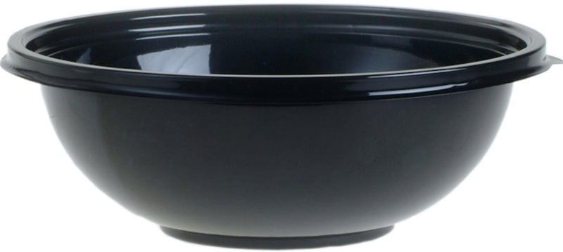 Sabert Salad Bowl Black Round 2250ml rPET Disposable/Reusable plastic 26cm (PACK OF 50)