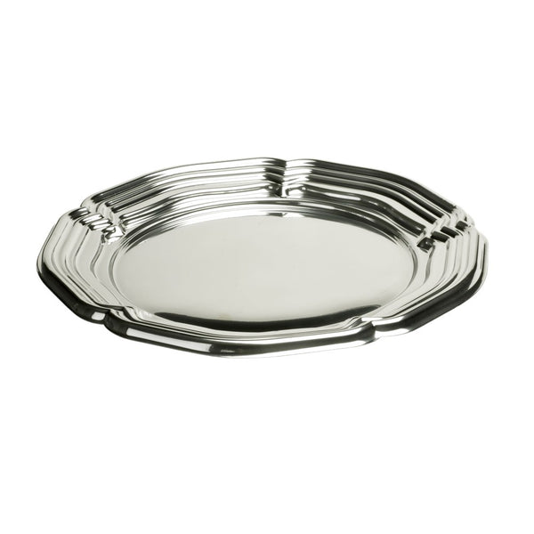 Sabert Silver Round Platters rPET Disposable/Reusable plastic 46cm (PACK OF 50)