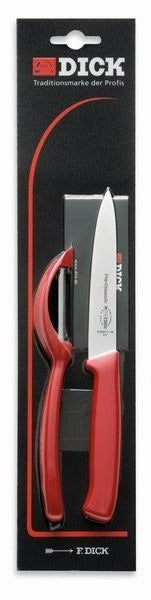 F. Dick Swivel Peeler and 4” Kitchen Knife Set RED