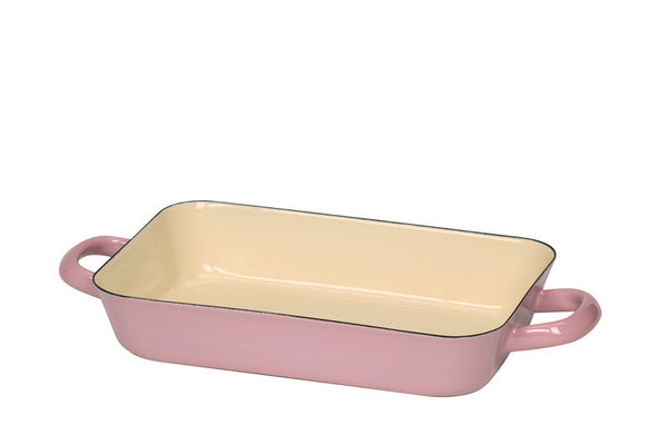 Gourmet Enamel Rectangle Display Dish (pink/cream)