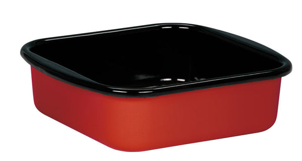 Gourmet Enamel Square Display Dish (red/black)