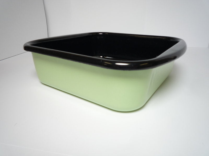 Gourmet Enamel Square Display Dish (green/black)